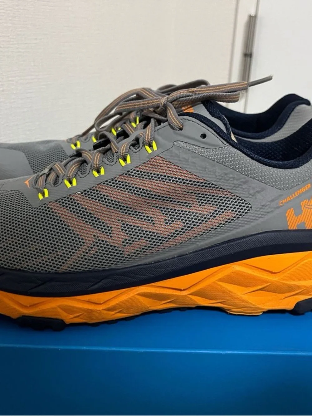 Hoka One One Gray and Orange Men's Athletic Trail Shoes